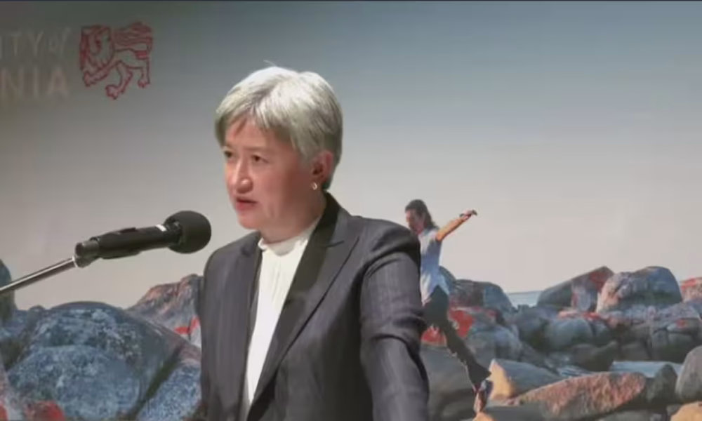 ‘Blood on your hands’: Penny Wong heckled by pro-Palestine advocates as she gives humanitarian speech at university